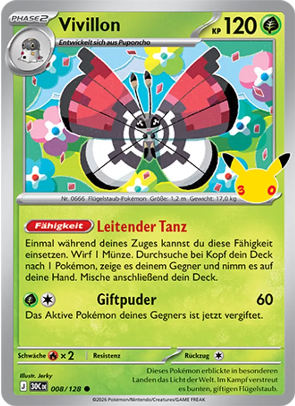 Karte Vivillon aus 30 Jahre, Nummer 008/128