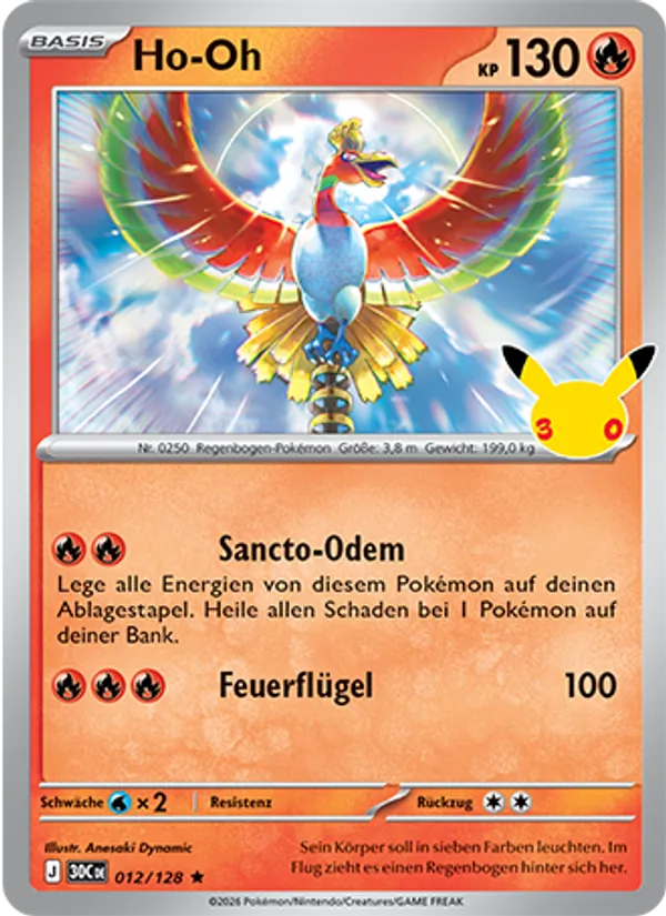 Karte Ho-Oh aus 30 Jahre, Nummer 012/128