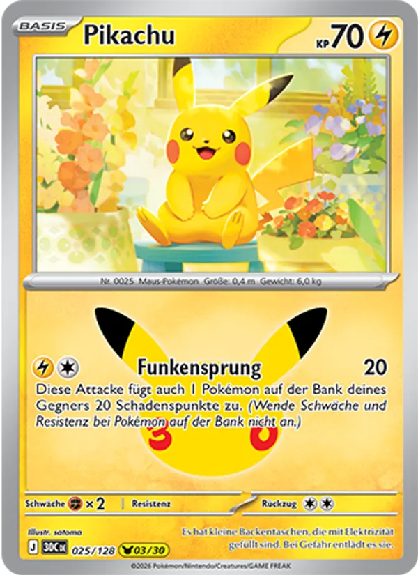 Karte Pikachu aus 30 Jahre, Nummer 025/128