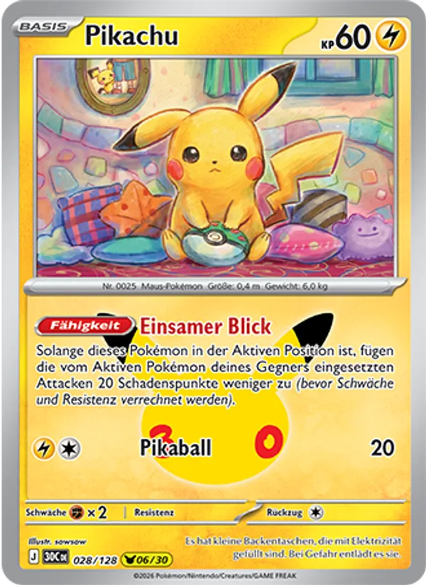 Karte Pikachu aus 30 Jahre, Nummer 028/128