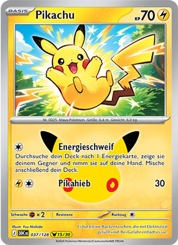 Karte Pikachu aus 30 Jahre, Nummer 037/128