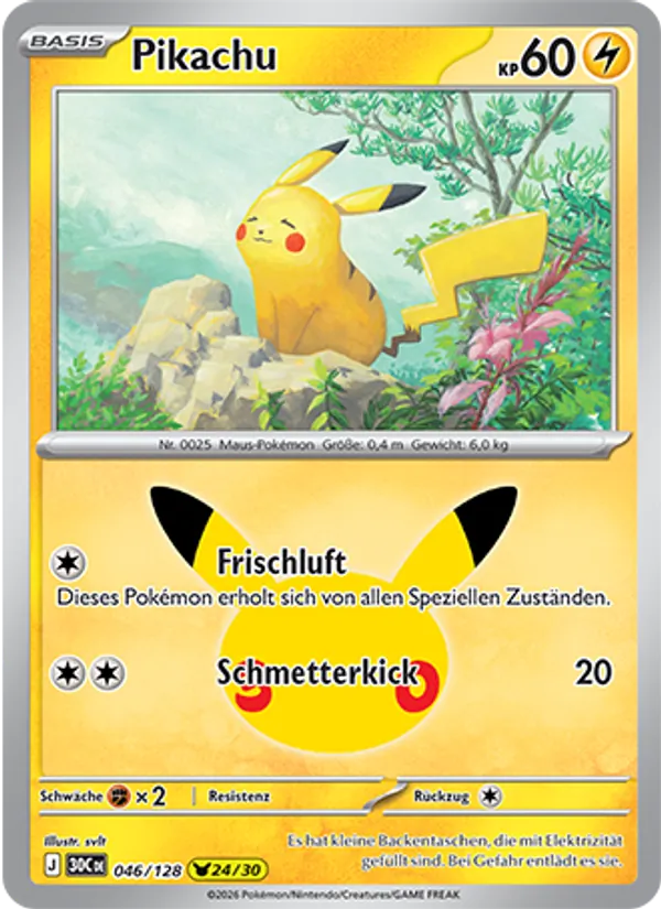 Karte Pikachu aus 30 Jahre, Nummer 046/128