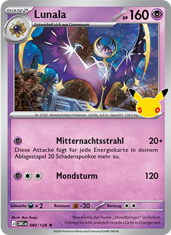 Karte Lunala aus 30 Jahre, Nummer 080/128