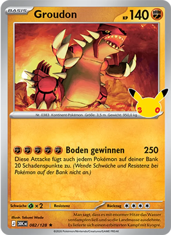 Karte Groudon aus 30 Jahre, Nummer 082/128