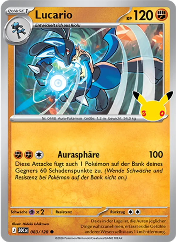 Karte Lucario aus 30 Jahre, Nummer 083/128