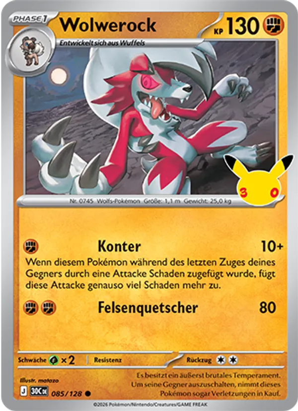 Karte Wolwerock aus 30 Jahre, Nummer 085/128