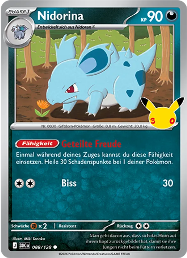 Karte Nidorina aus 30 Jahre, Nummer 088/128