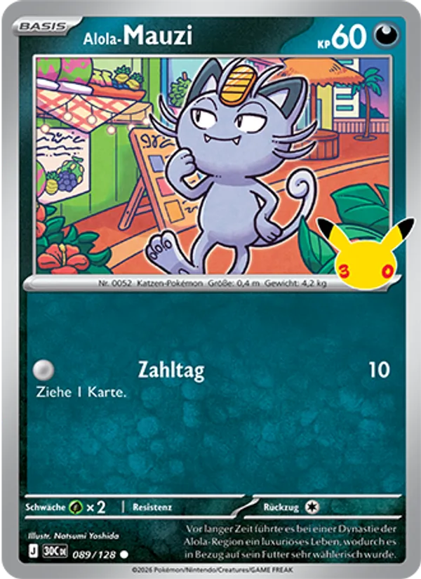 Karte Alola-Mauzi aus 30 Jahre, Nummer 089/128