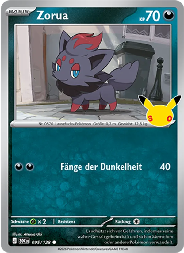 Karte Zorua aus 30 Jahre, Nummer 095/128