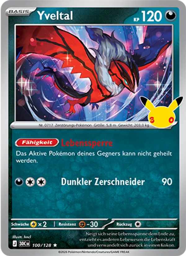 Karte Yveltal aus 30 Jahre, Nummer 100/128
