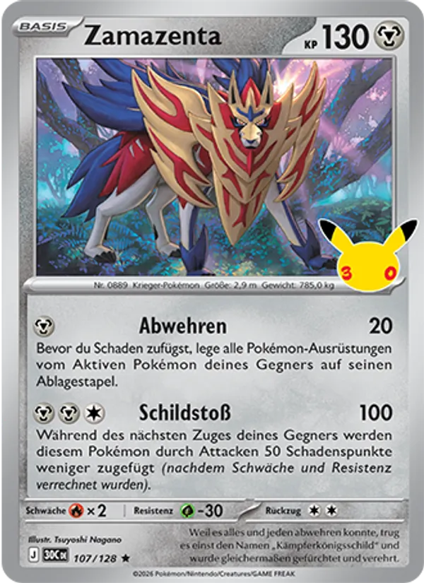 Karte Zamazenta aus 30 Jahre, Nummer 107/128