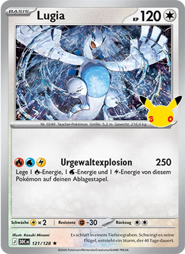 Karte Lugia aus 30 Jahre, Nummer 121/128