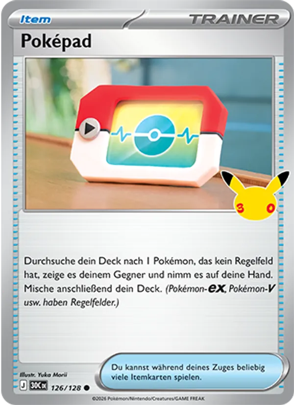 Karte Poképad aus 30 Jahre, Nummer 126/128