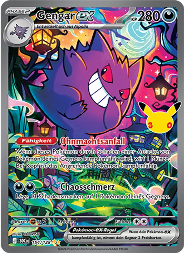 Karte Gengar-ex aus 30 Jahre, Nummer 154/128