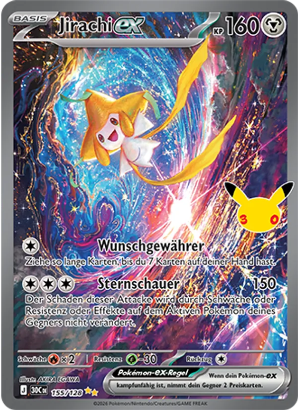 Karte Jirachi-ex aus 30 Jahre, Nummer 155/128