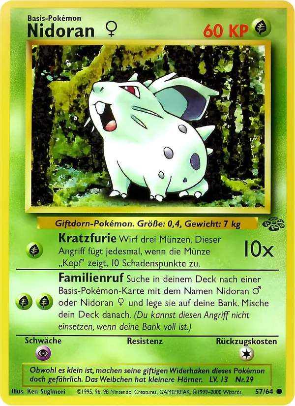 Karte Nidoran W aus Dschungel, Nummer 57/64
