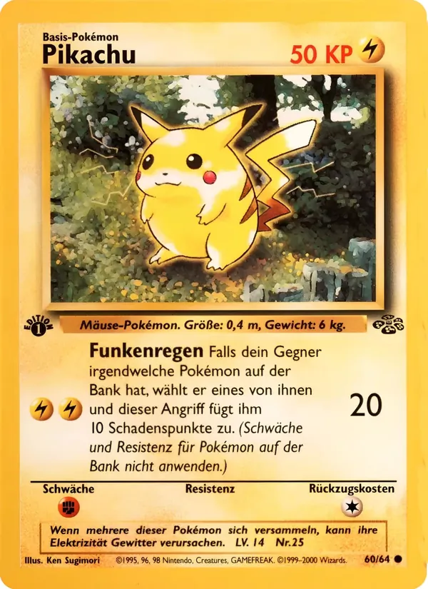 Karte Pikachu aus Dschungel, Nummer 60/64