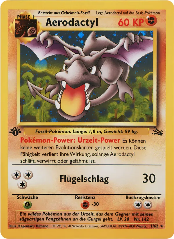 Karte Aerodactyl aus Fossil, Nummer 1/62
