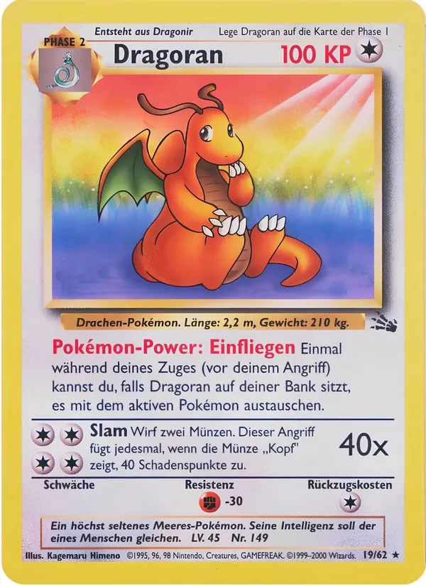 Karte Dragoran aus Fossil, Nummer 19/62