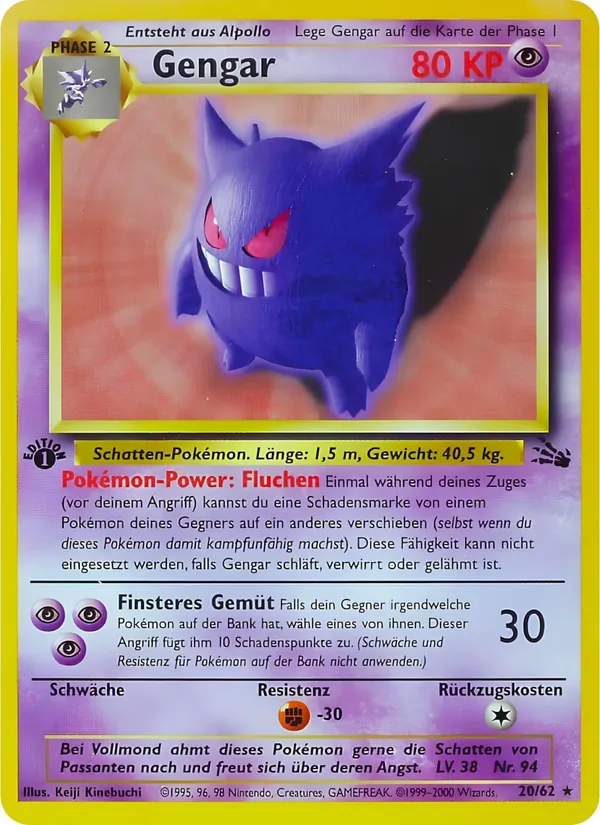 Karte Gengar aus Fossil, Nummer 20/62