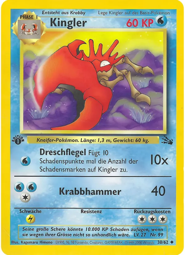 Karte Kingler aus Fossil, Nummer 38/62