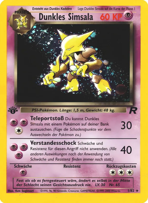 Karte Dunkles Simsala aus Team Rocket, Nummer 1/82