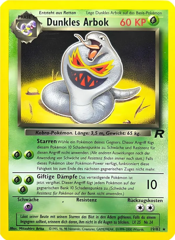 Karte Dunkles Arbok aus Team Rocket, Nummer 19/82