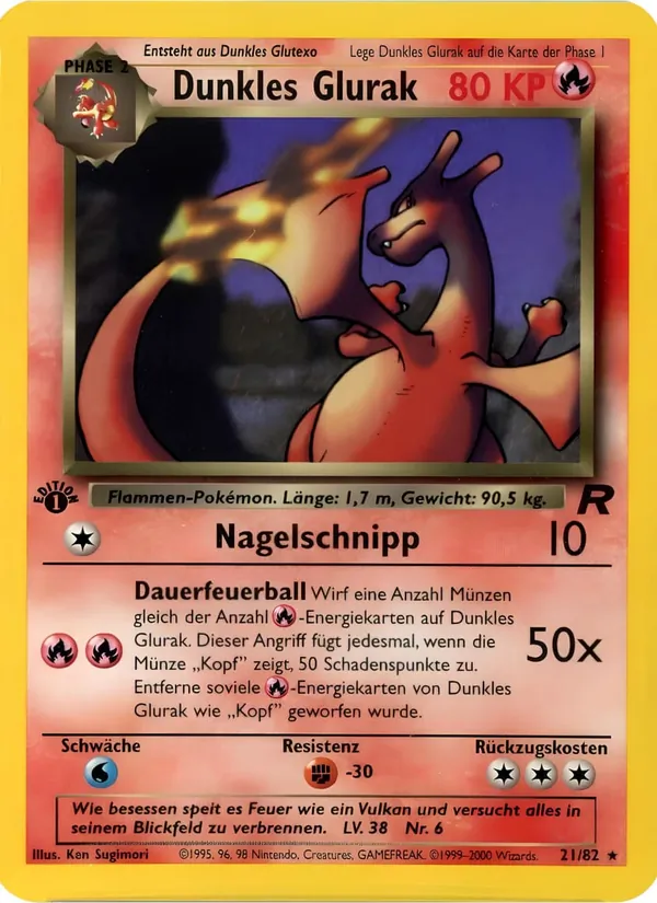 Karte Dunkles Glurak aus Team Rocket, Nummer 21/82