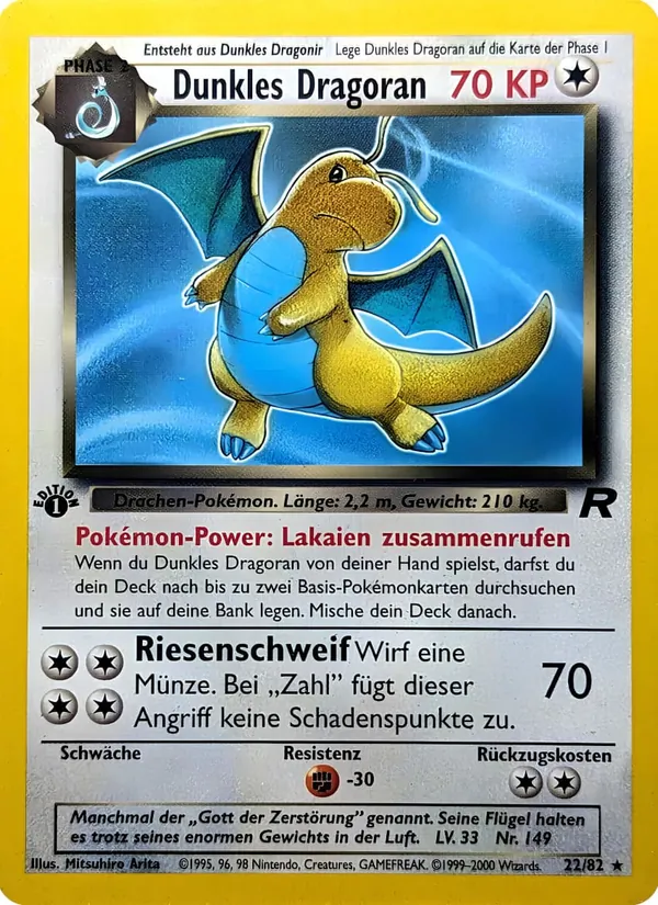 Karte Dunkles Dragoran aus Team Rocket, Nummer 22/82