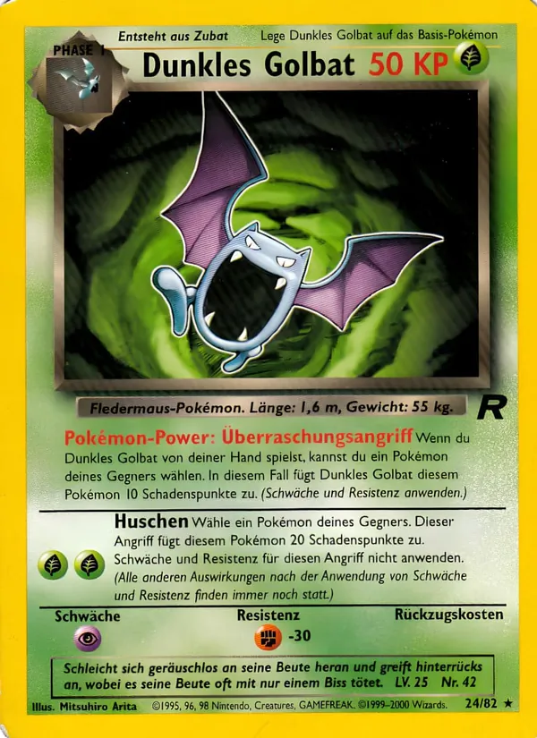 Karte Dunkles Golbat aus Team Rocket, Nummer 24/82