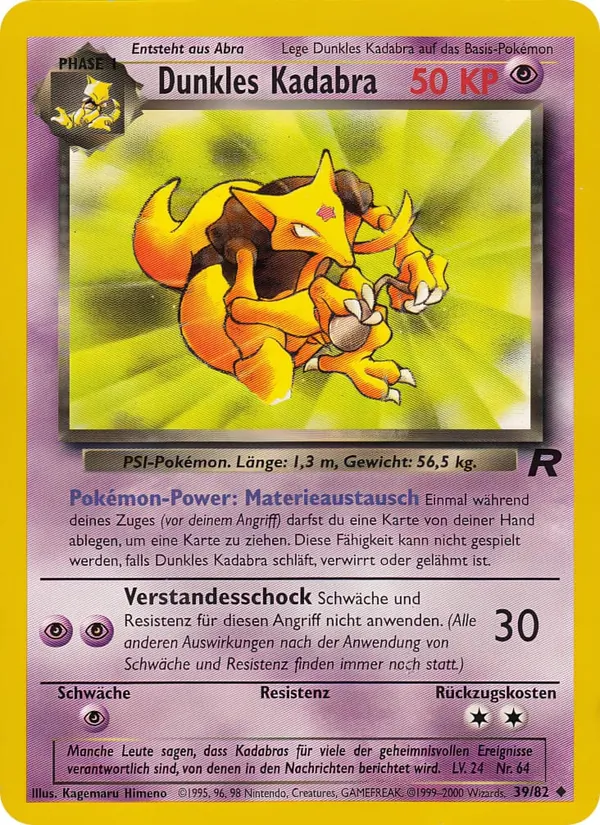Karte Dunkles Kadabra aus Team Rocket, Nummer 39/82