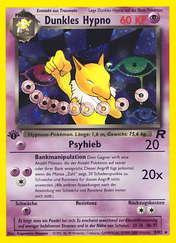Karte Dunkles Hypno aus Team Rocket, Nummer 9/82