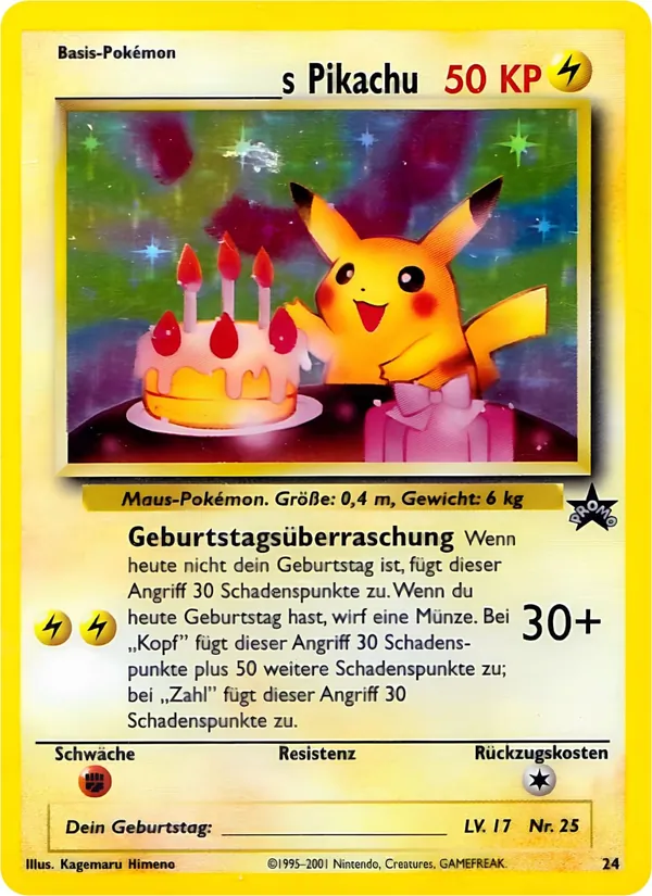 Karte S Pikachu aus Wizards Black Star Promos, Nummer 24/53