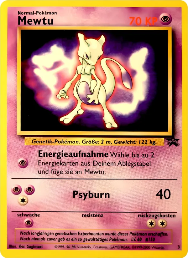 Karte Mewtu aus Wizards Black Star Promos, Nummer 3/53