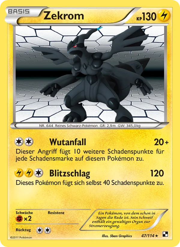 Karte Zekrom aus Schwarz & Weiß, Nummer 47/114