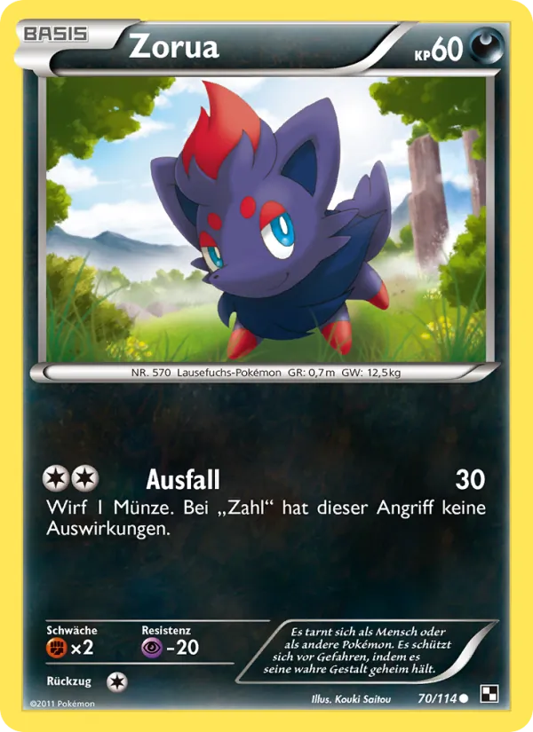 Karte Zorua aus Schwarz & Weiß, Nummer 70/114