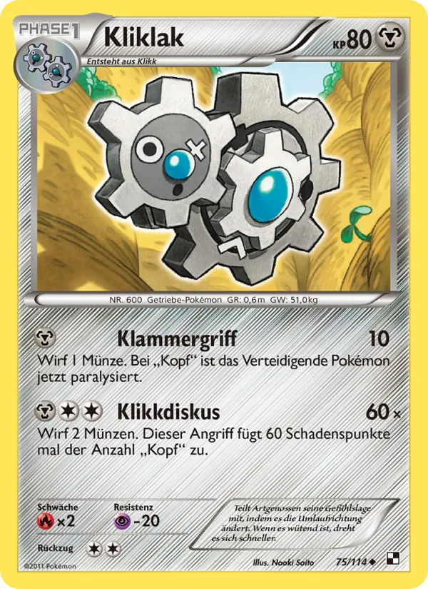 Karte Kliklak aus Schwarz & Weiß, Nummer 75/114