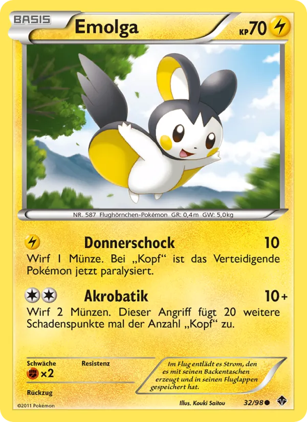 Karte Emolga aus Aufstreben der Mächtigen, Nummer 32/98
