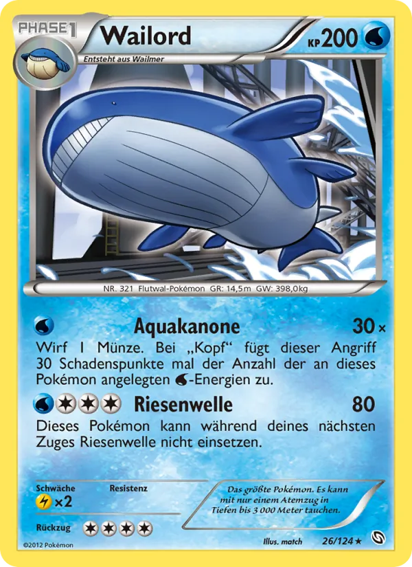 Karte Wailord aus Hoheit der Drachen, Nummer 26/124