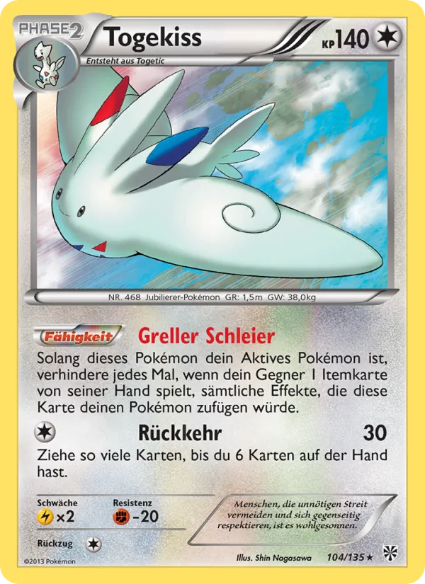 Karte Togekiss aus Plasma-Sturm, Nummer 104/135