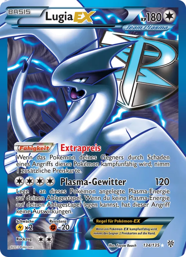 Karte Lugia-EX aus Plasma-Sturm, Nummer 134/135