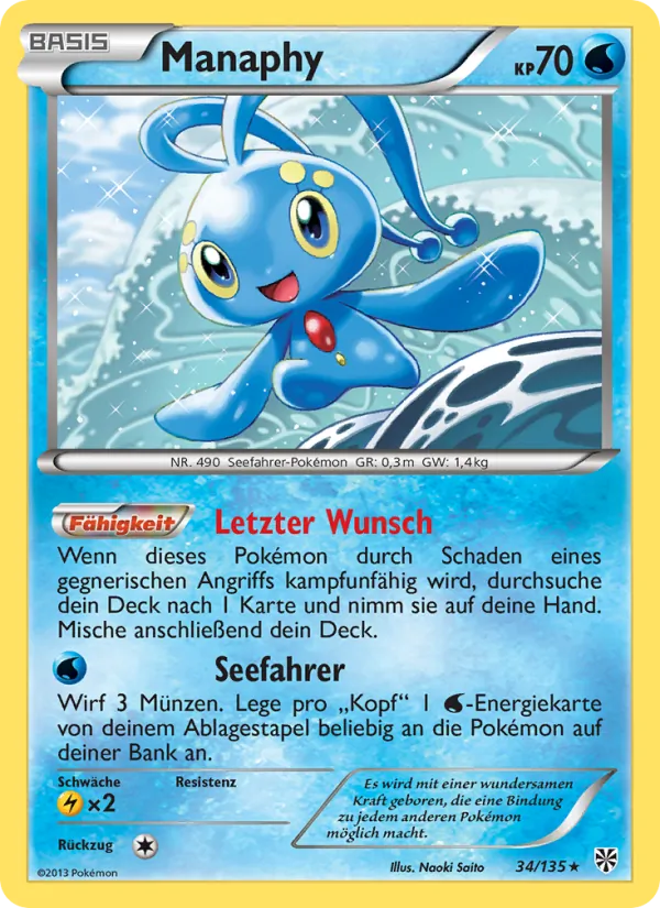 Karte Manaphy aus Plasma-Sturm, Nummer 34/135