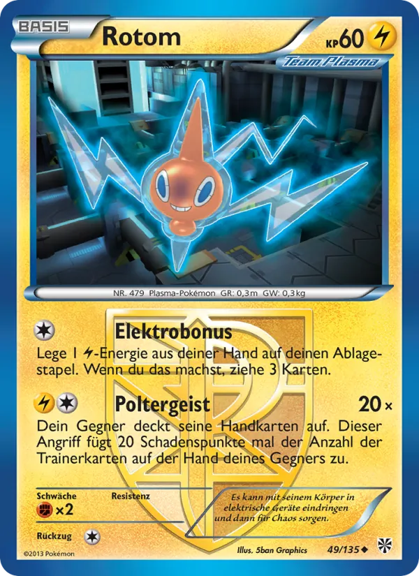 Karte Rotom aus Plasma-Sturm, Nummer 49/135