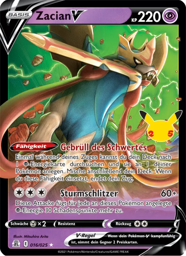 Karte Zacian V aus Celebrations, Nummer 16/25