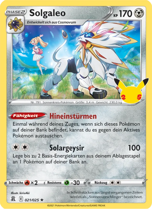 Karte Solgaleo aus Celebrations, Nummer 21/25