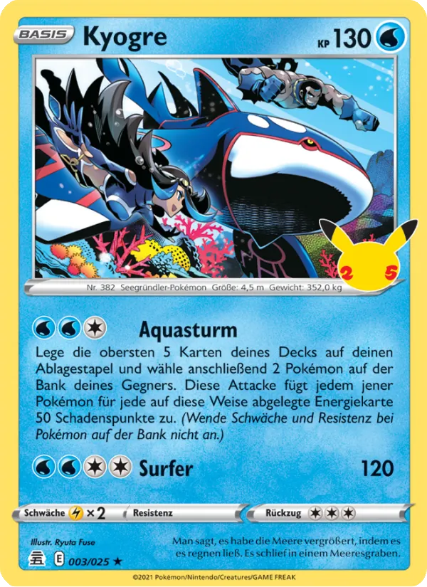 Karte Kyogre aus Celebrations, Nummer 3/25