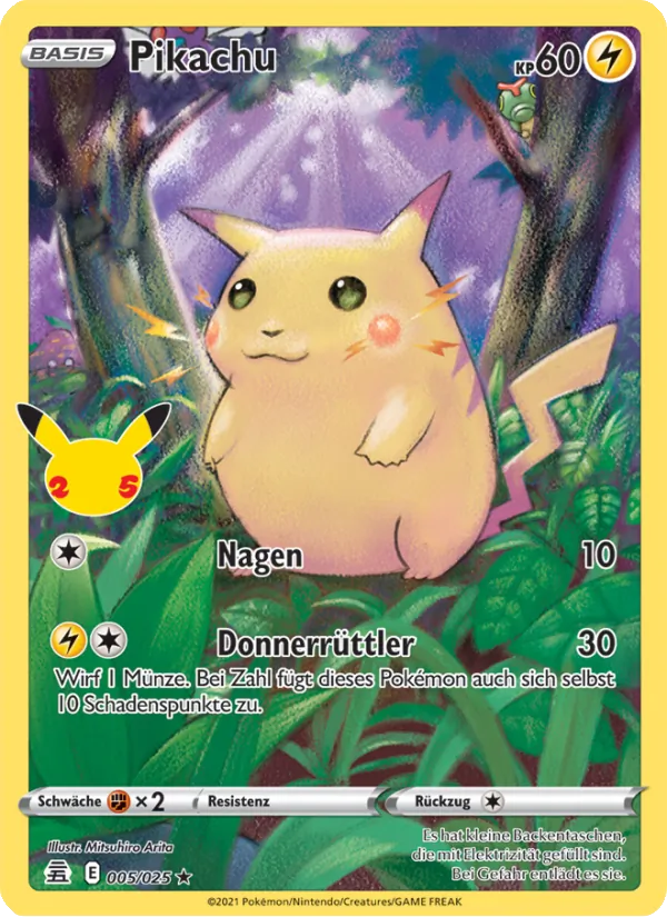Karte Pikachu aus Celebrations, Nummer 5/25