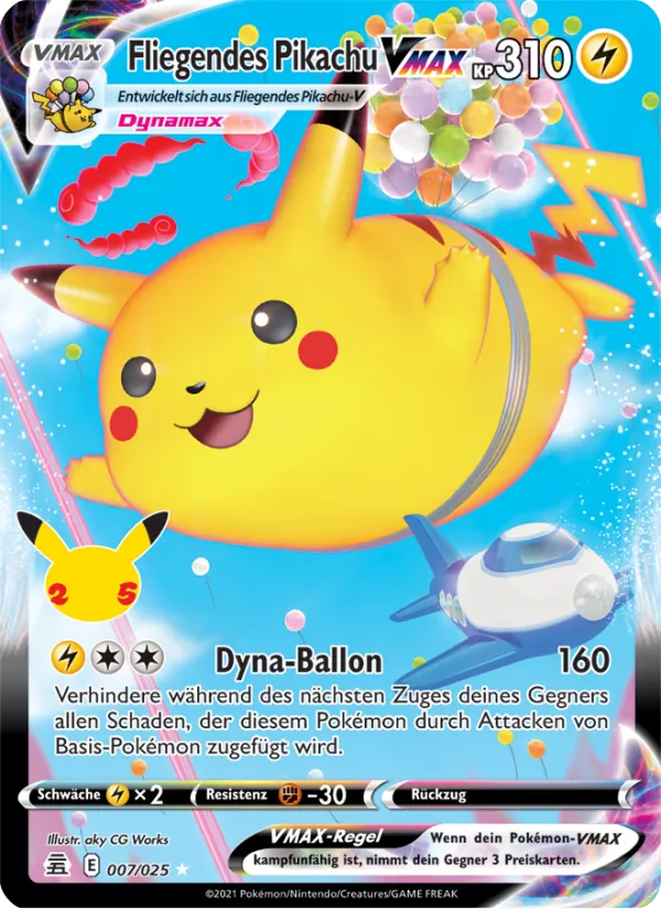 Karte Fliegendes Pikachu VMAX aus Celebrations, Nummer 7/25