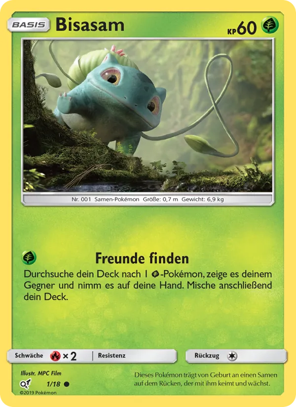 Karte Bisasam aus Meisterdetektiv Pikachu, Nummer 1/18