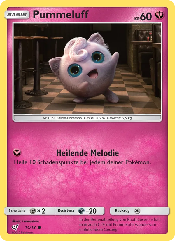 Karte Pummeluff aus Meisterdetektiv Pikachu, Nummer 14/18